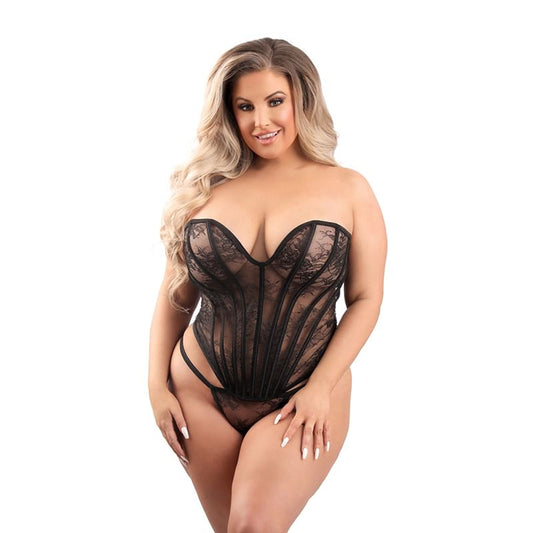 FL Floral Lace Corset & Panty 2XL