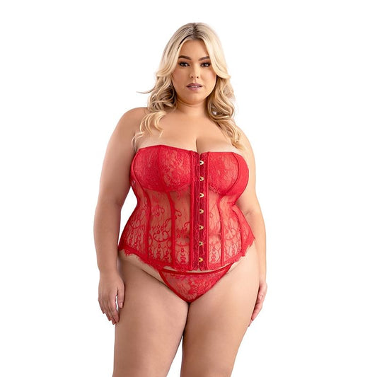FL Eyelash Lace Corset & G-String 2XL